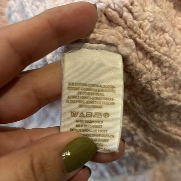 Free People Pink Oversized Sweater Textured Knit Top Long Sleeve V Neck Small - Picture 4 of 10